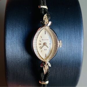 Vintage Bulova 14k White Gold & Diamond 23 Jewels Ladies Watch Rope Band…